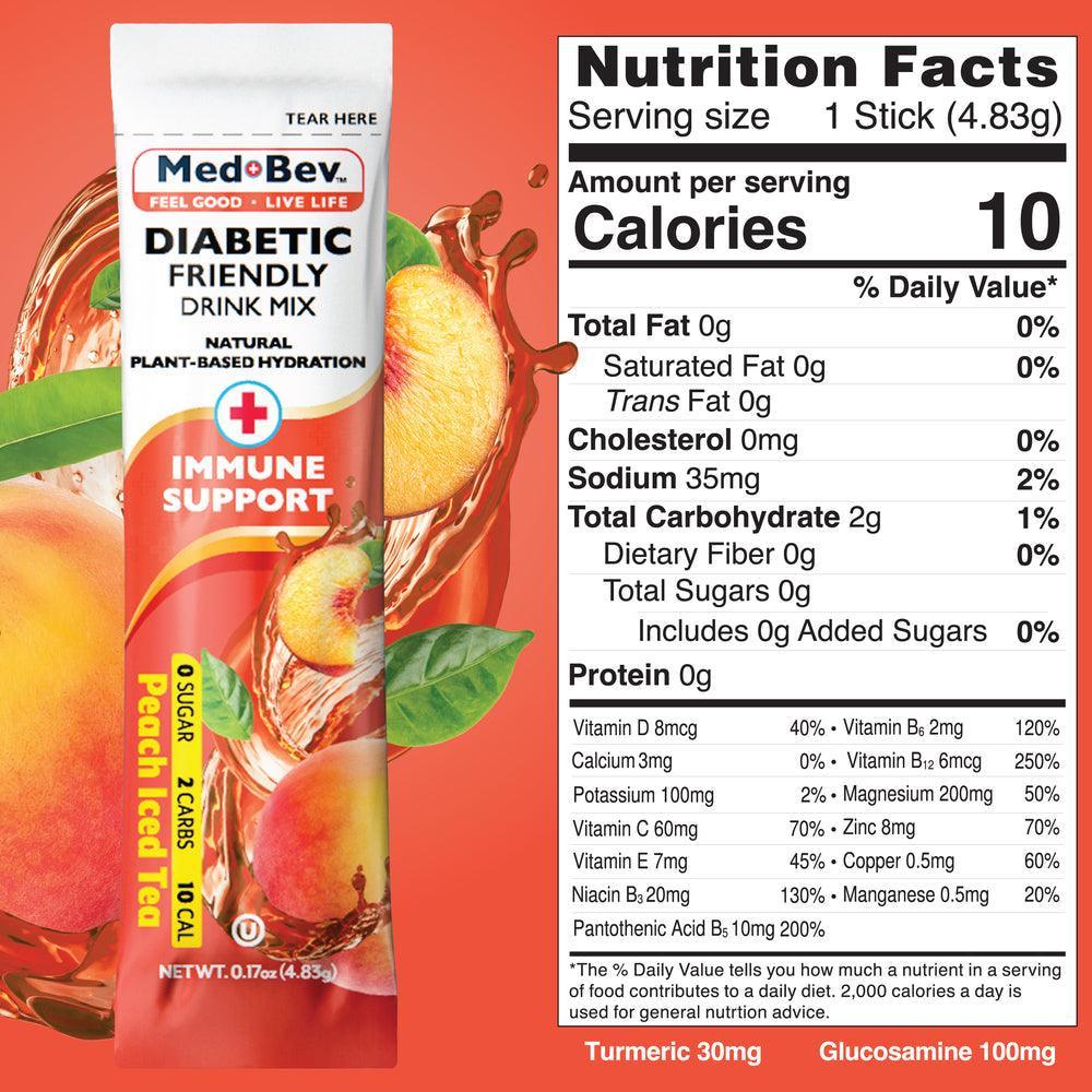 natural plant based hydration immune support stick pack peach flavor