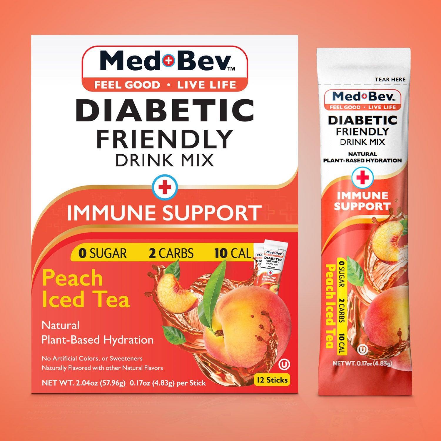 sugar free low carb low calorie immune support peach iced tea keto diabetic friendly drink mix