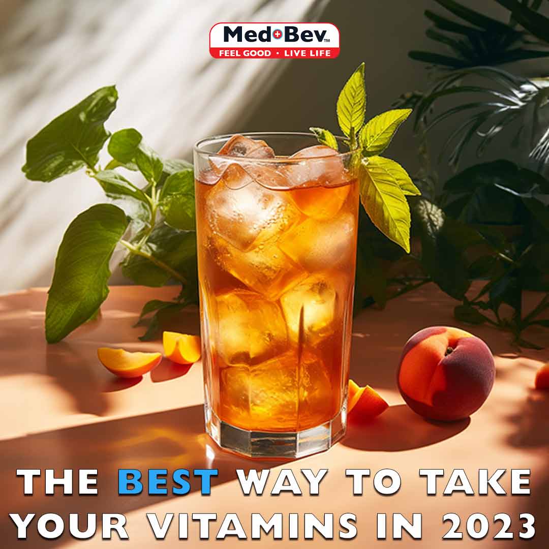 The best way to take your vitamins med-bev peach iced tea